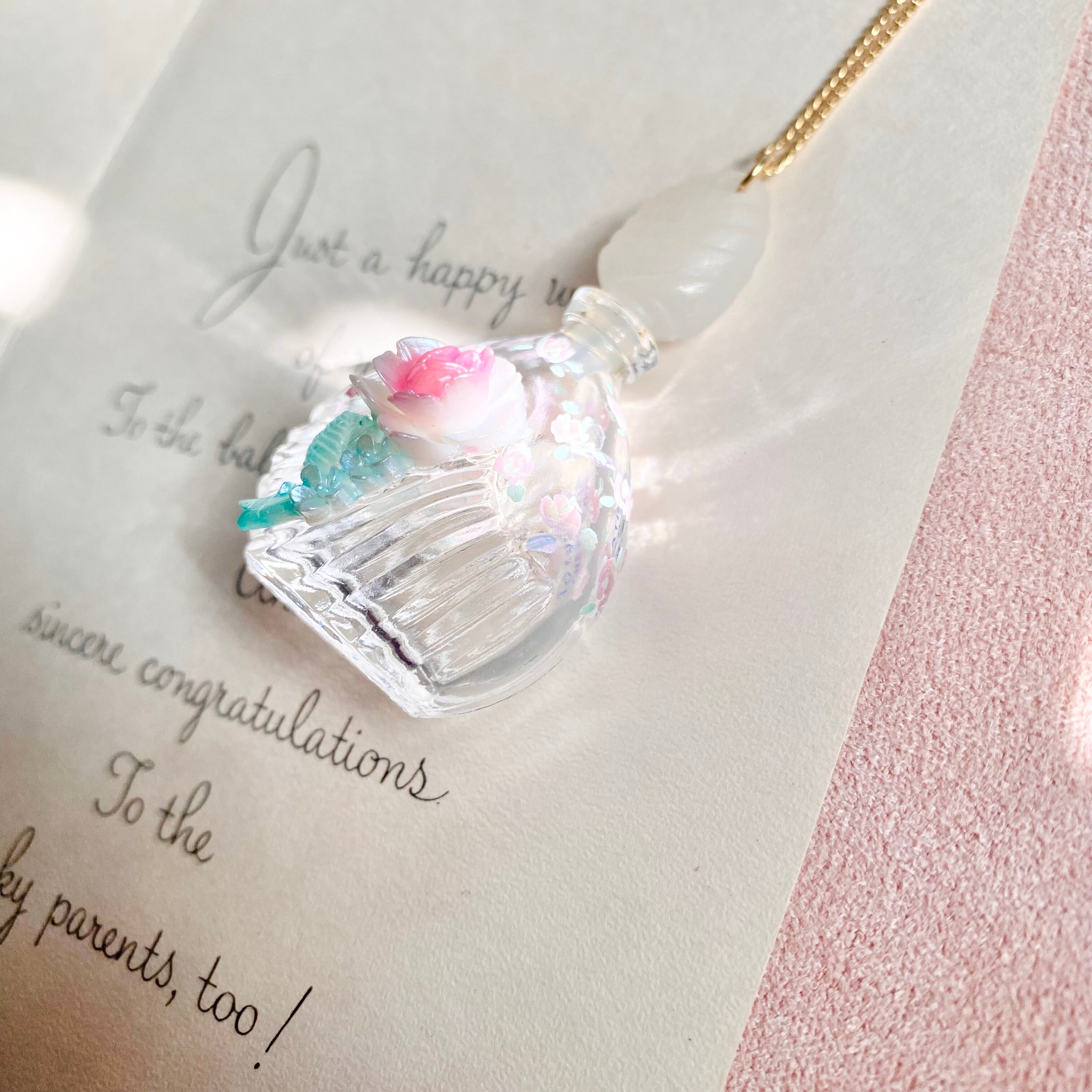 (マイレディピンク)Hand painted perfume neckless ペイント香水瓶ネックレス
