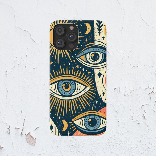 受注生産 iPhoneケース 複数の目のナイト護符柄｜魔除けアート TALM001C