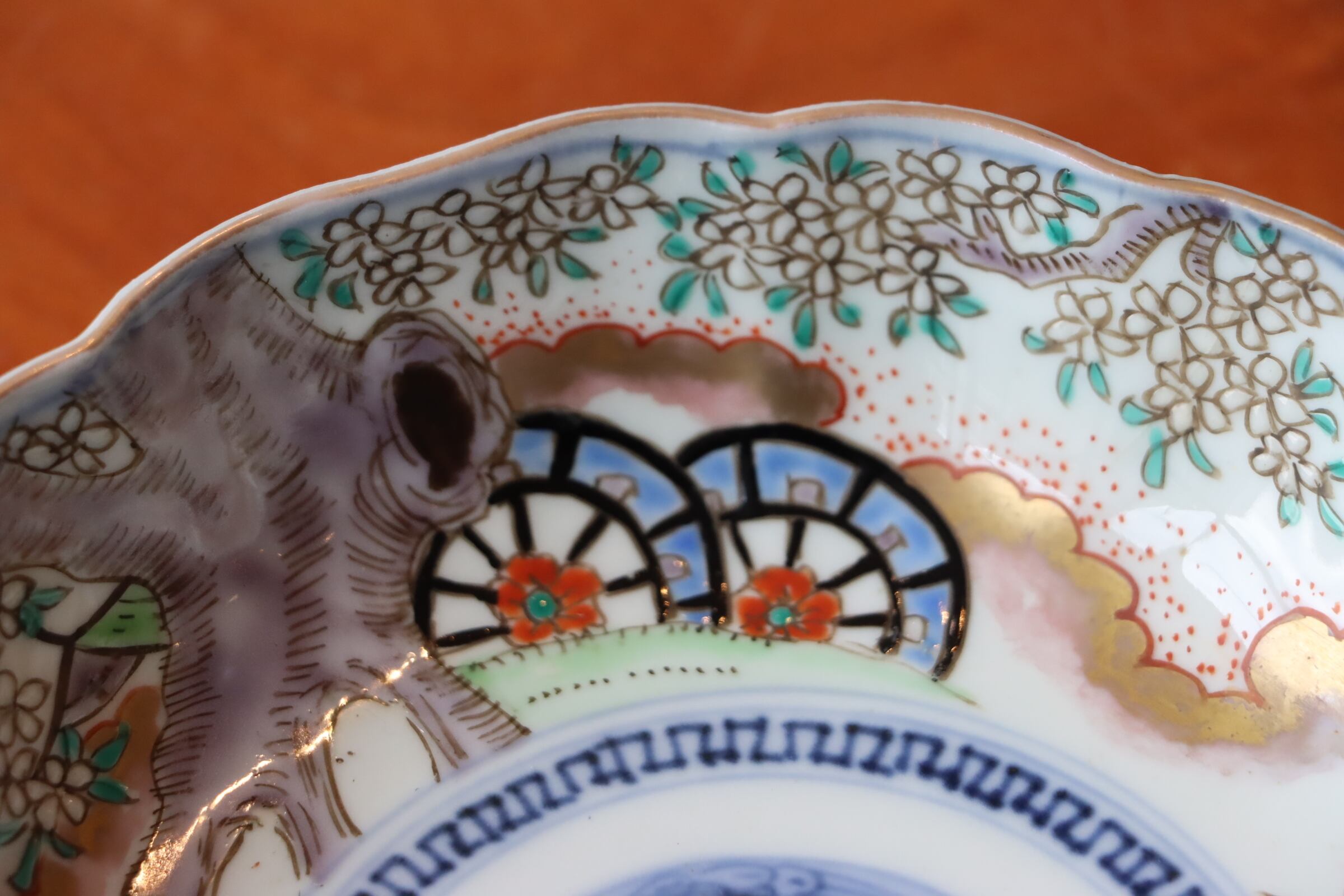 古伊万里 色絵 鳳凰龍葵文輪花皿 深皿 鱠皿 食器 アンティーク 美品 伊万里色絵花輪郭皿 五枚組 桐鳳凰紋皿 菊花皿 平向付Antique