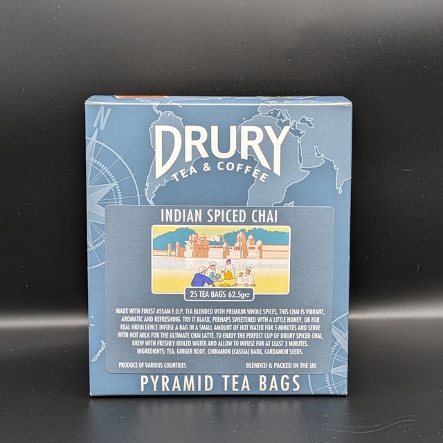 新商品：DRURY　インディアン・スパイス・チャイ（25ピラミッド型ティーバッグ）