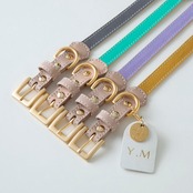 シンプルカラー Mサイズベルト部15mm幅(22cm〜26.5cm) レザータグ付き(迷子札)