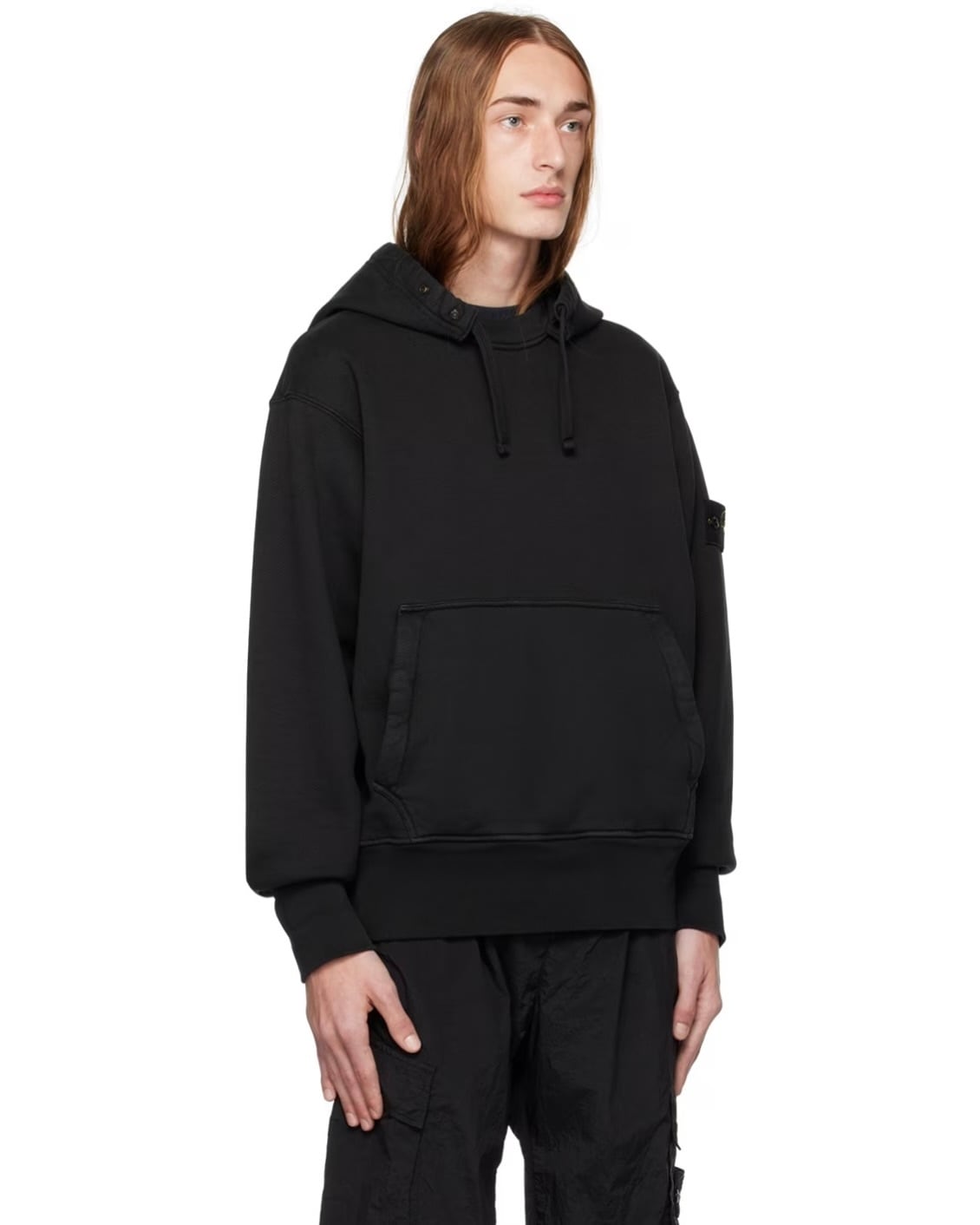 STONE ISLAND】66455 ブラック ガーメントダイ フーディ | idealclasse