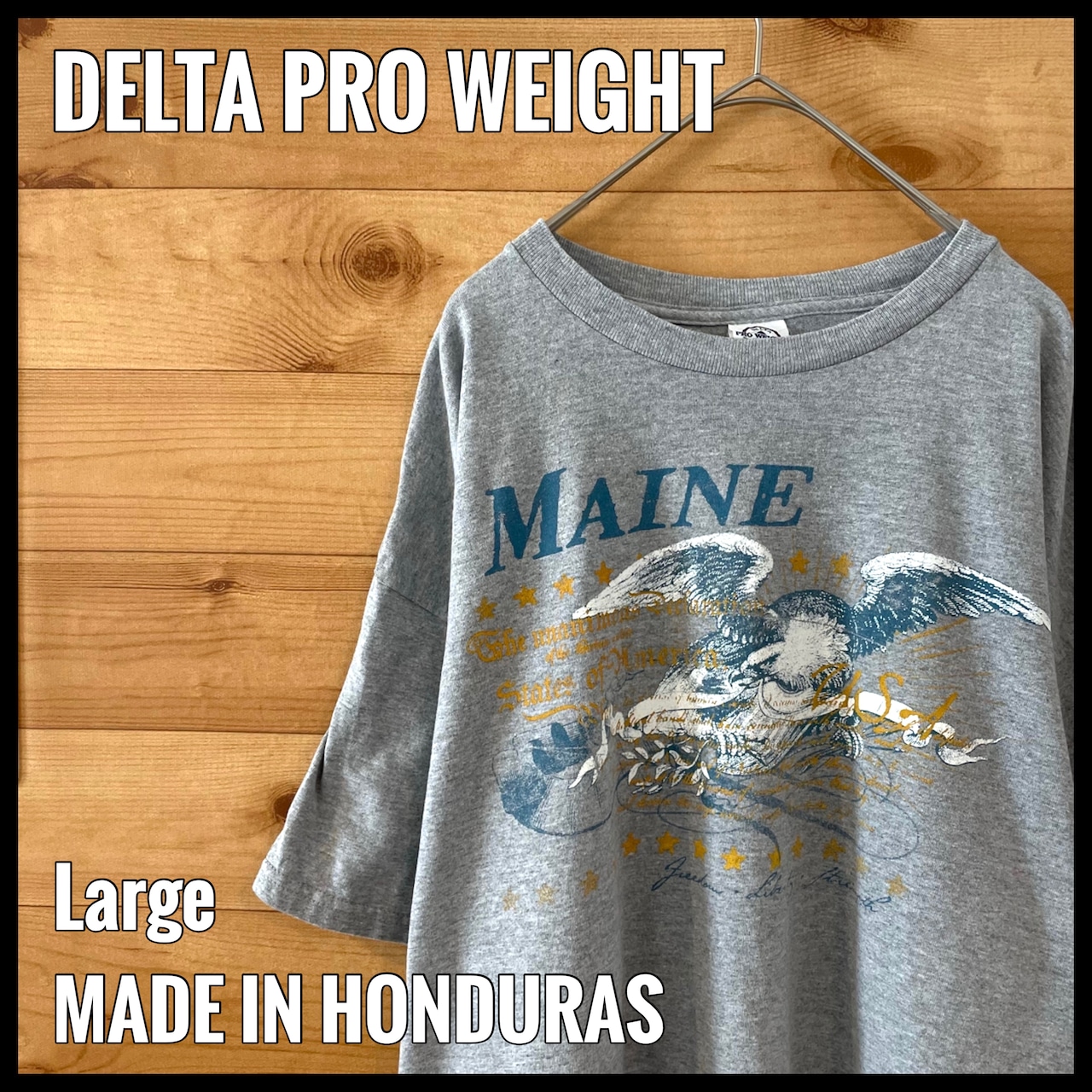 【DELTA PRO WEIGHT】MAINE メイン州 プリント Tシャツ グレー L US古着