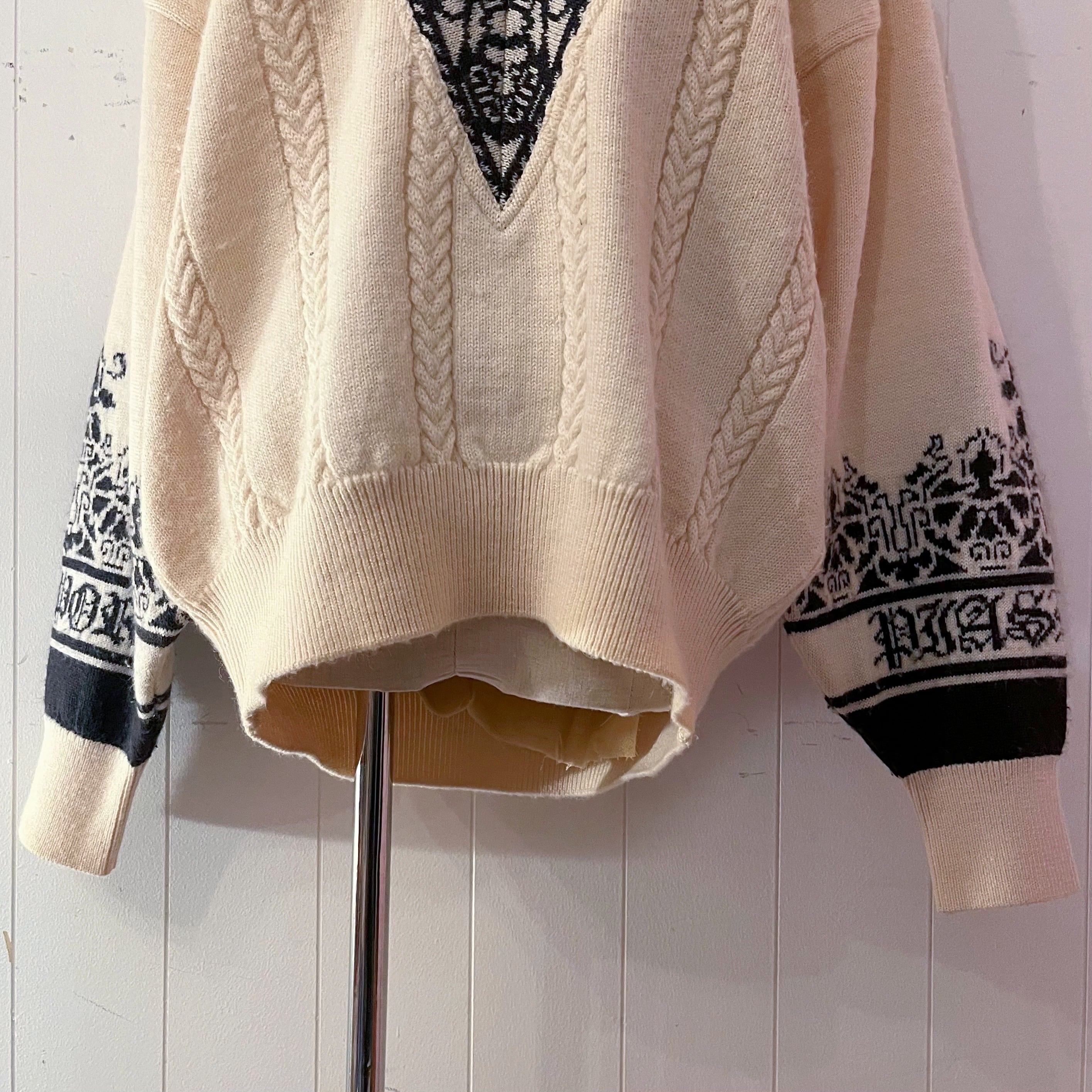 nordic cable v neck sweater