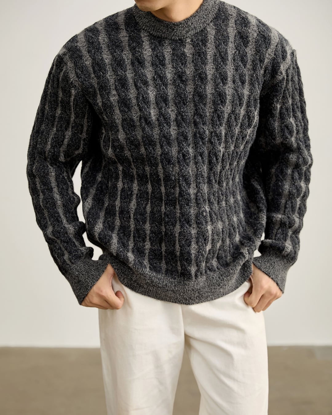 クラシック ケーブル柄ニット 3色 A0031