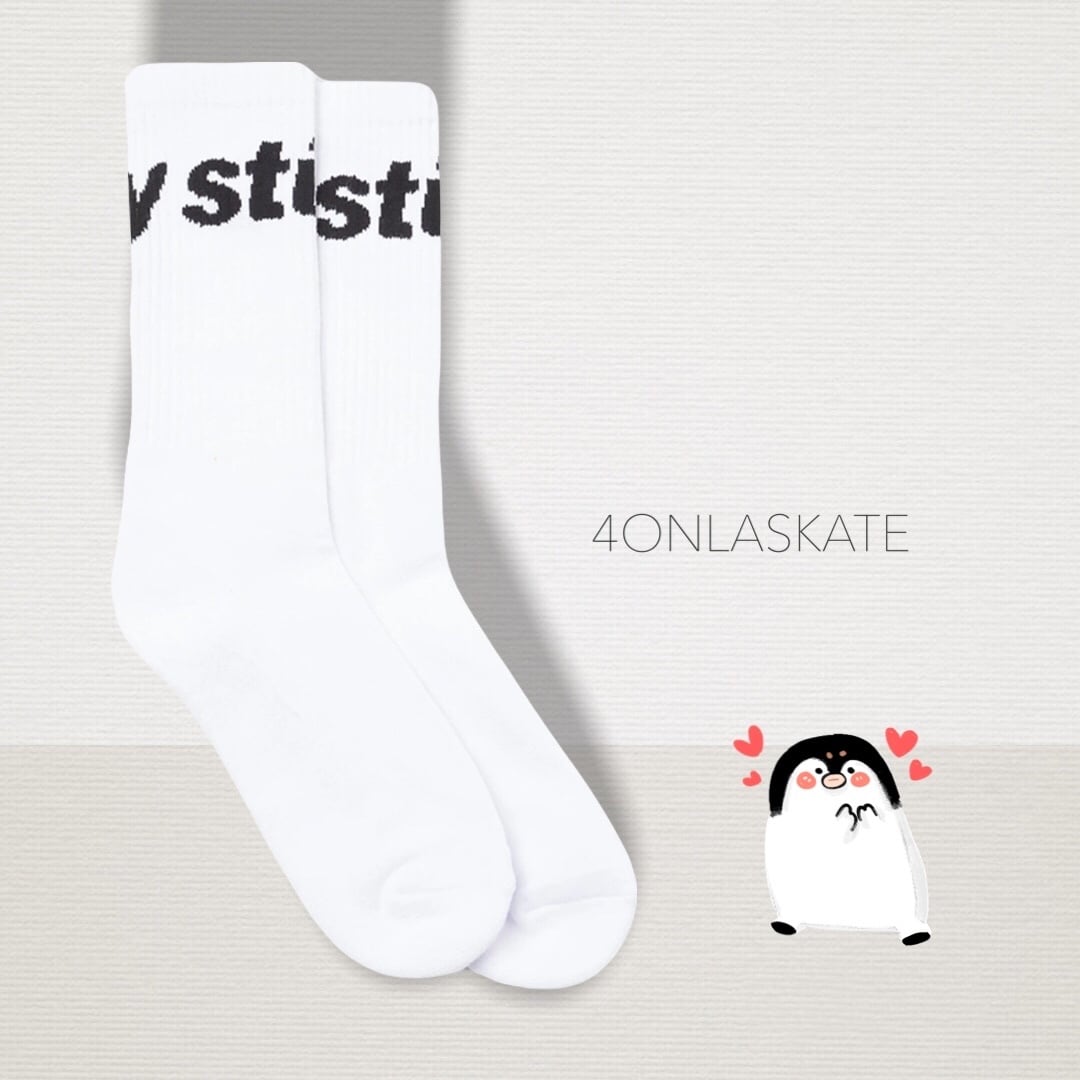 STUSSY JACQUARD LOGO SOCKS 】白 | 4ON LA SKATE / PUPPY ANGEL