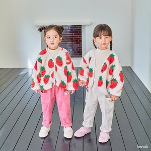 【HANAB】ストロベリーボアジャケット（90~130cm）