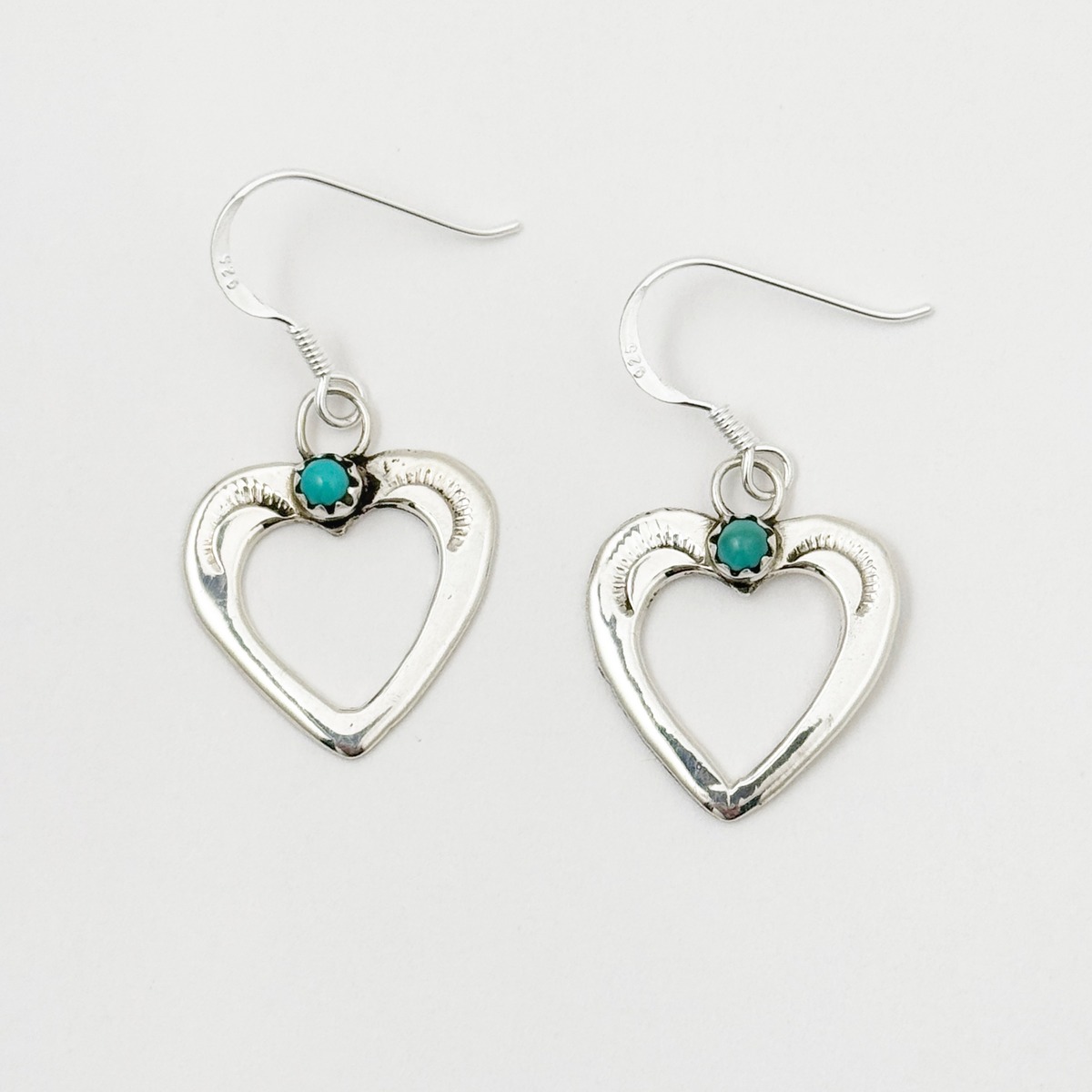 Indian jewelry》 ハート ターコイズ 1 ストーン フック ピアス 