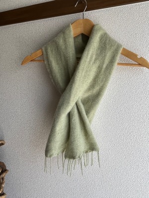 手織りミニカシミヤマフラー  若草色　handwoven cashmere scarf