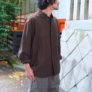 EVAN KINORI(エヴァン キノリ) /Big Shirt Two Overdyed Linen Check-Brown/Black-(Logwood Overdye)