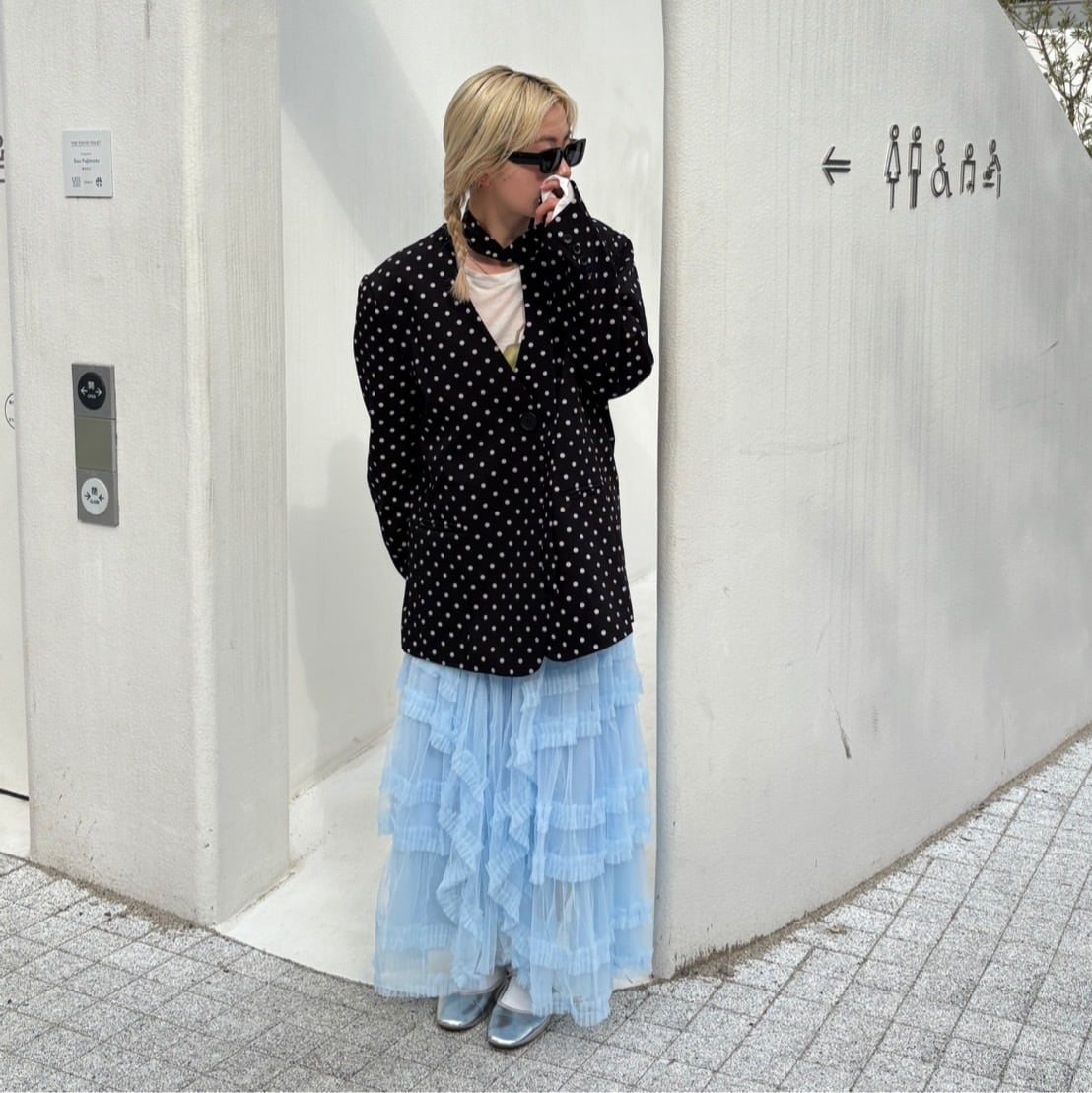 Oversized Polka Dot Jacket with Scarf_LN03391 | lanan(ラナン)