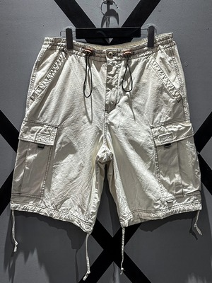 【X VINTAGE】Draw Code Gimmick Off-White Coloring Cargo Shorts