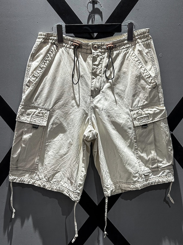 【X VINTAGE】Draw Code Gimmick Off-White Coloring Cargo Shorts