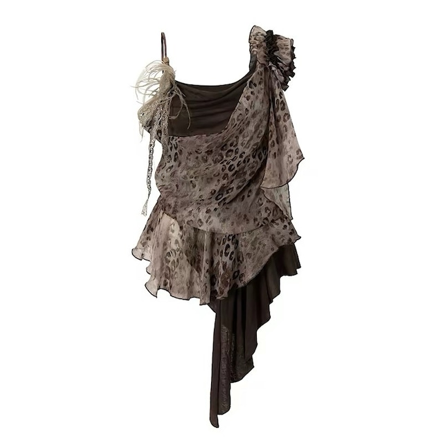 [NO ROMANCE] Leopard Irregular Tank Top Dress