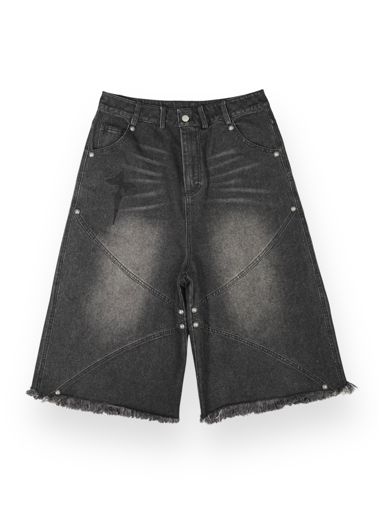 【LOVE KILLER】Studs panel baggy denim shorts