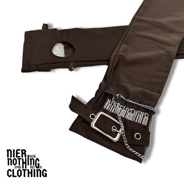 《BASE総合ショップ１位記念祭》BARCODE LOGO LONG BROWN ARM COVER【取り外し可能チェーン付き】
