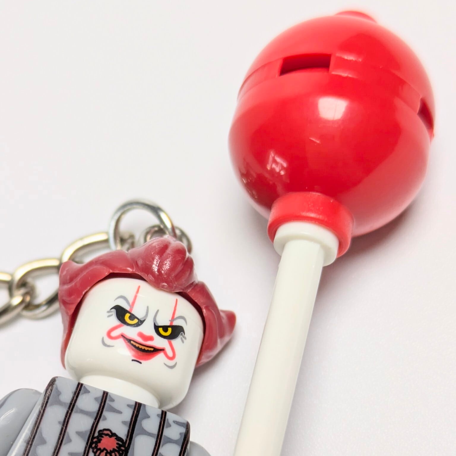 ♧【ブロックフィギュアキーホルダー】IT / イット / ペニーワイズ 2017年 赤髪ver.〚アメリカン雑貨 アメトイ〛