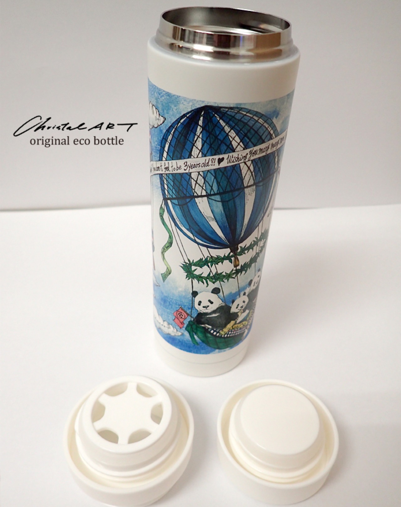 ◆受注生産◆「くるくるシャンシャン」柄エコボトル◆370ml