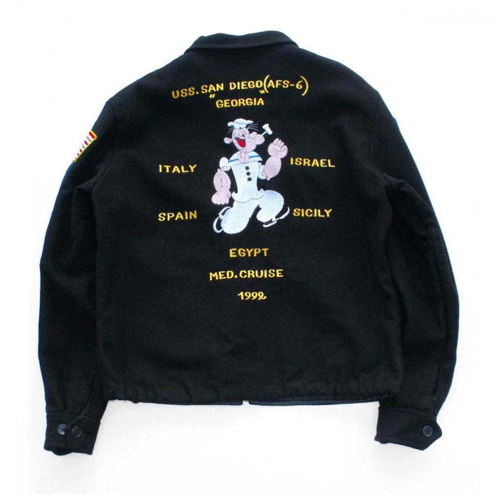 Vintage Souvenir Tour Jacket [US NAVY - USS 1992s-] POPEYE