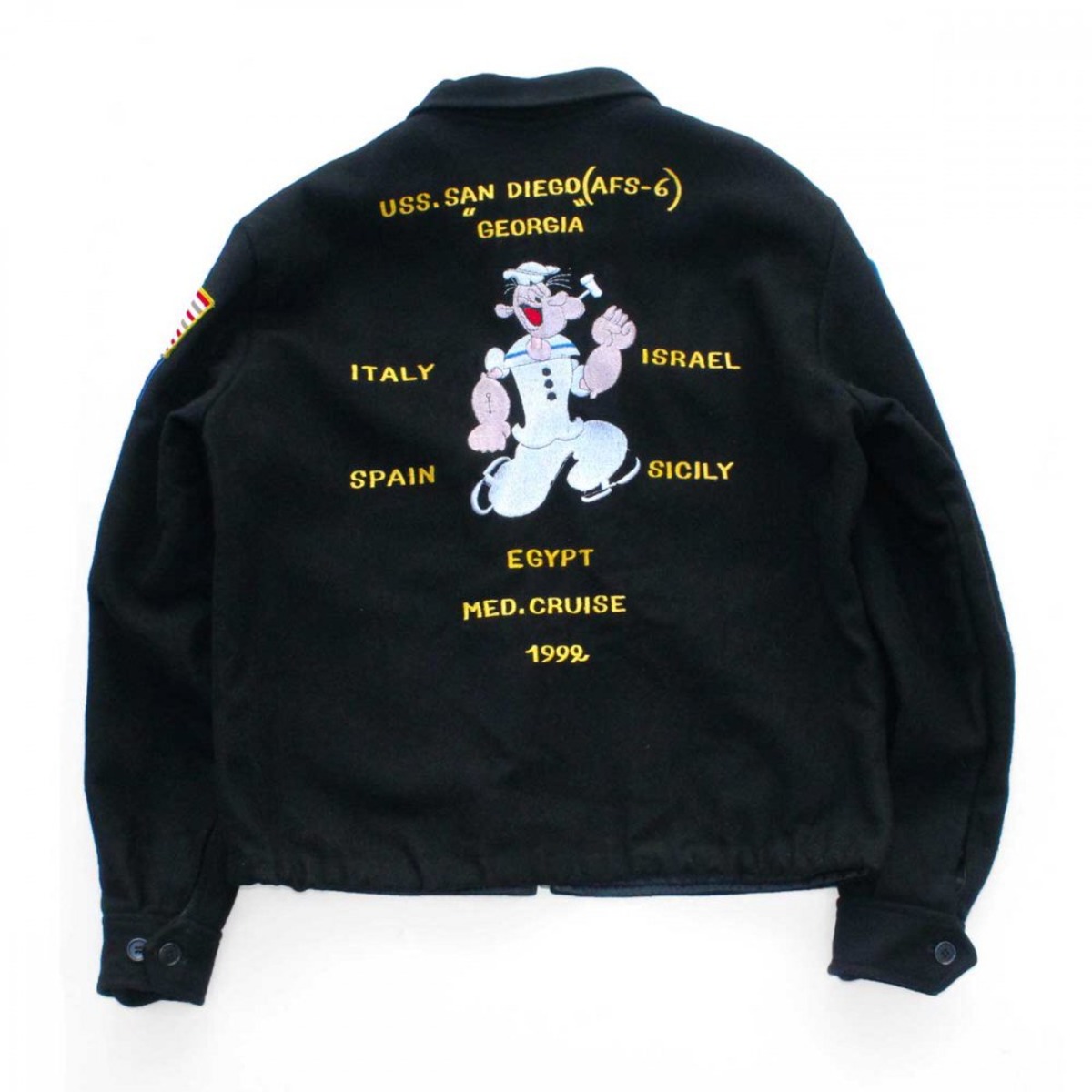 Vintage Souvenir Tour Jacket [US NAVY - USS 1992s-] POPEYE 