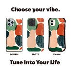 受注生産 iPhoneケース 赤とグリーンの有機カラーブロック｜レトロ抽象 CURV031A