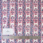 ブロックプリント生地【50cm単位】インド綿 ストライプ柄 白×ピンク×くすみブルー #31670-WT3