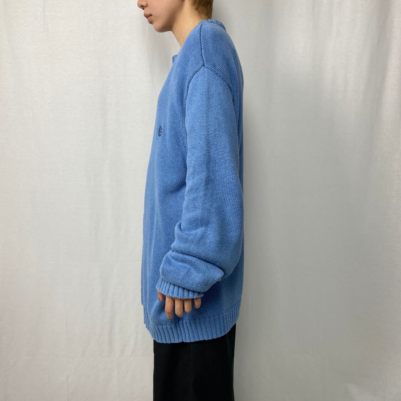 CHAPS チャップス ワンポイントロゴ 刺繍 コットンニットセーター 