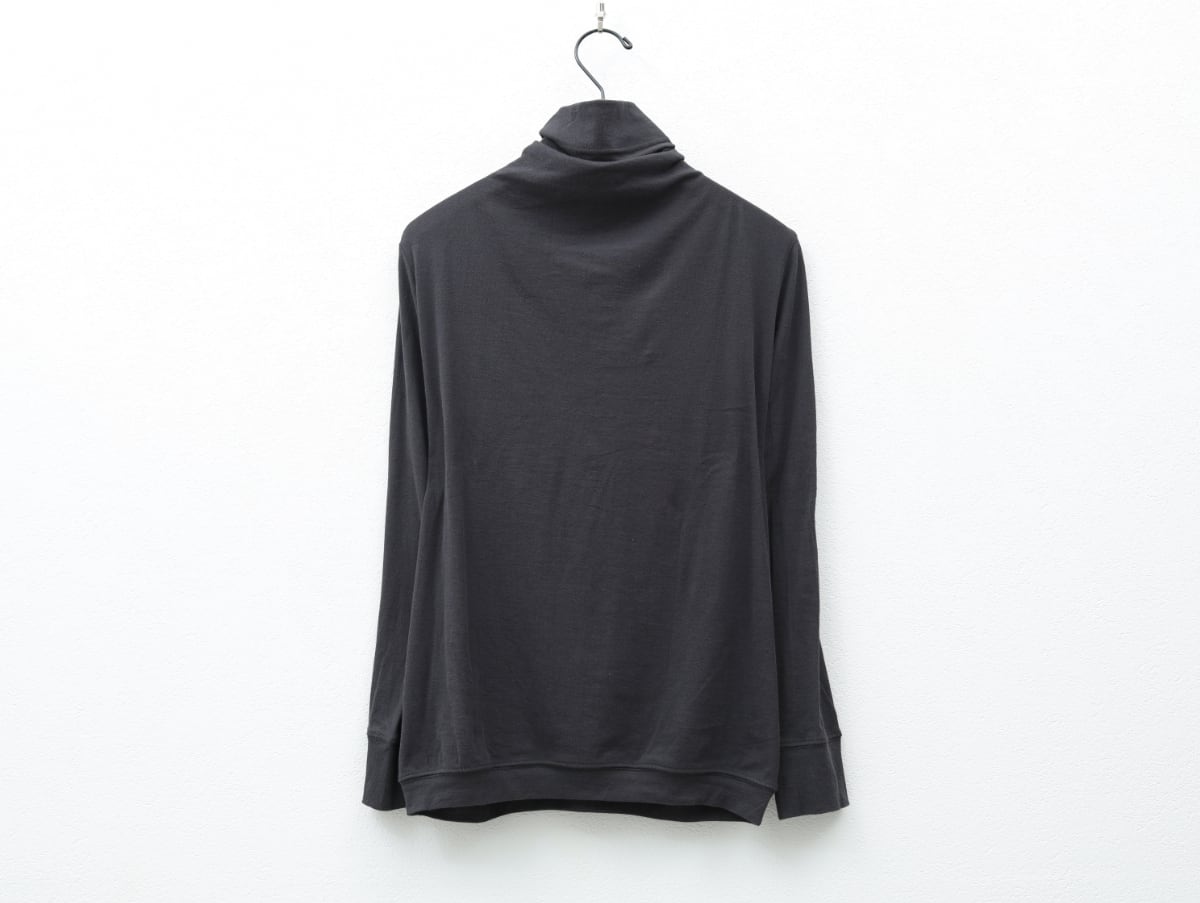 80フライス天竺のタートルネックプルオーバー c/#チャコールグレー