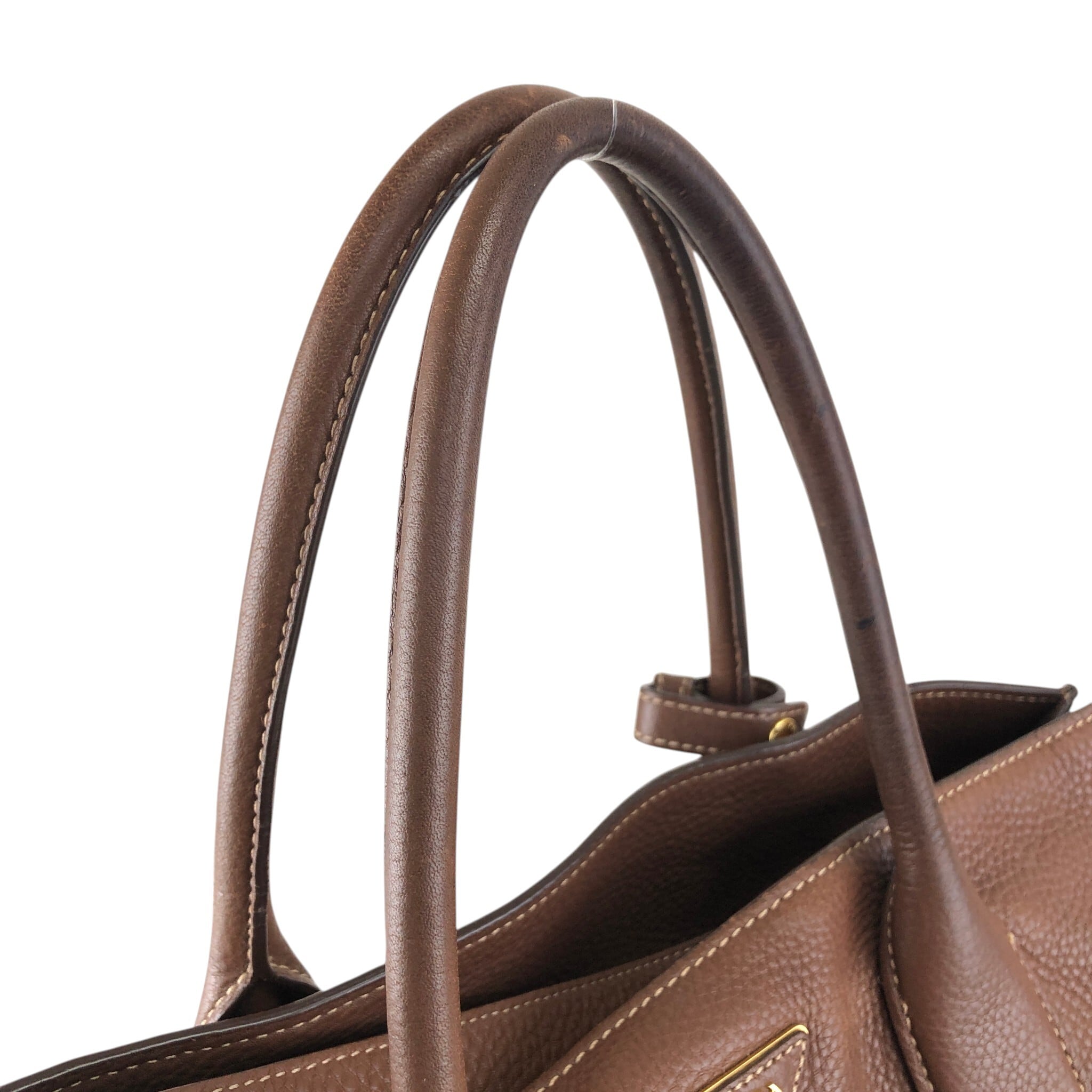 PRADA プラダ ハンドバッグ ブラウン トライアングルロゴ レザー 2way