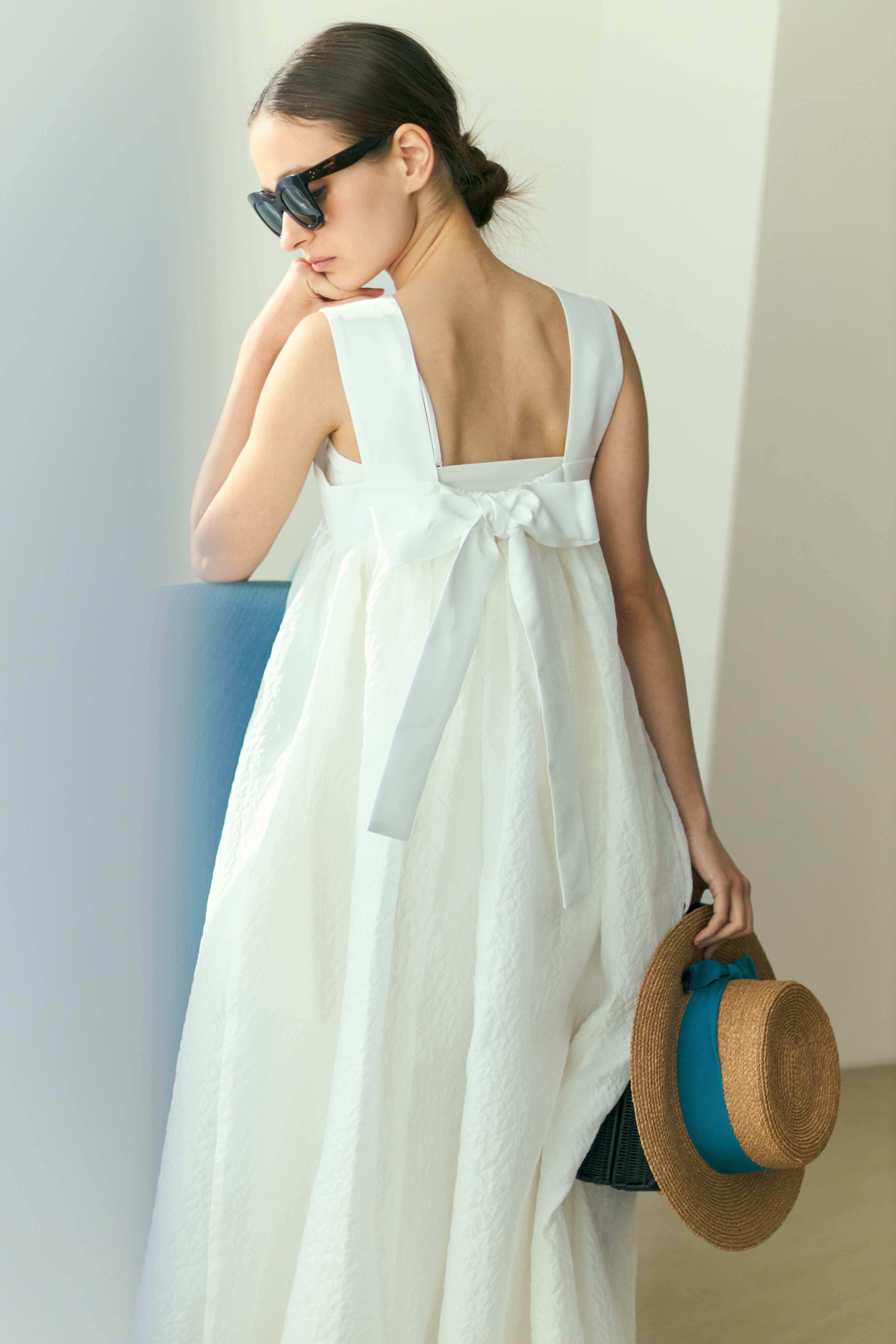 Silky jacquard long dress | Bluelea