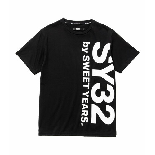 SY32 by SWEET YEARS エスワイサーティトゥ Tシャツ 半袖 クルーネック メンズ VERTICAL LOGO TEE 13074J BLACK×WHITE