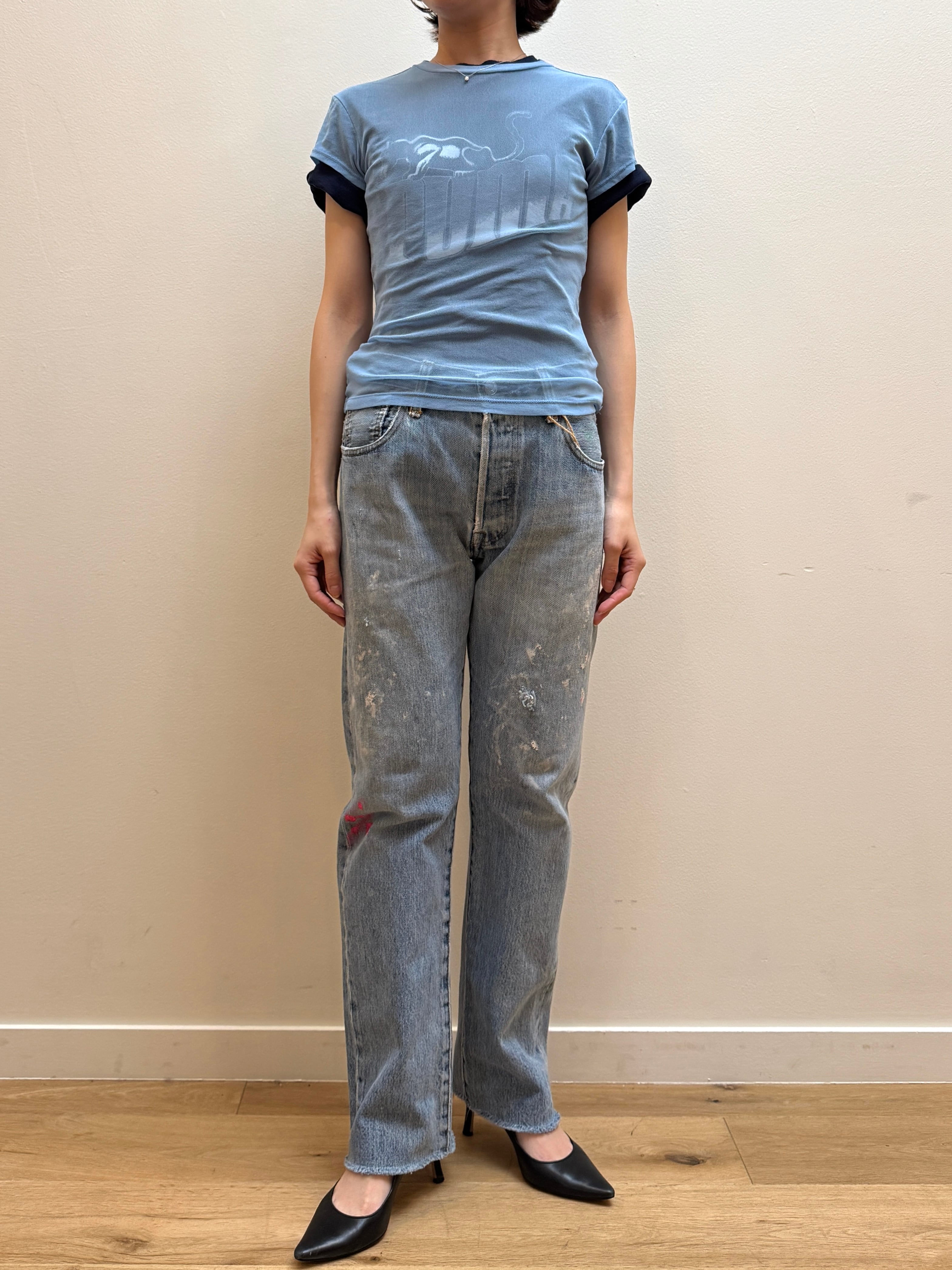 CU11-10 USED SHEER COMPACT TEE -LIGHT BLUE-