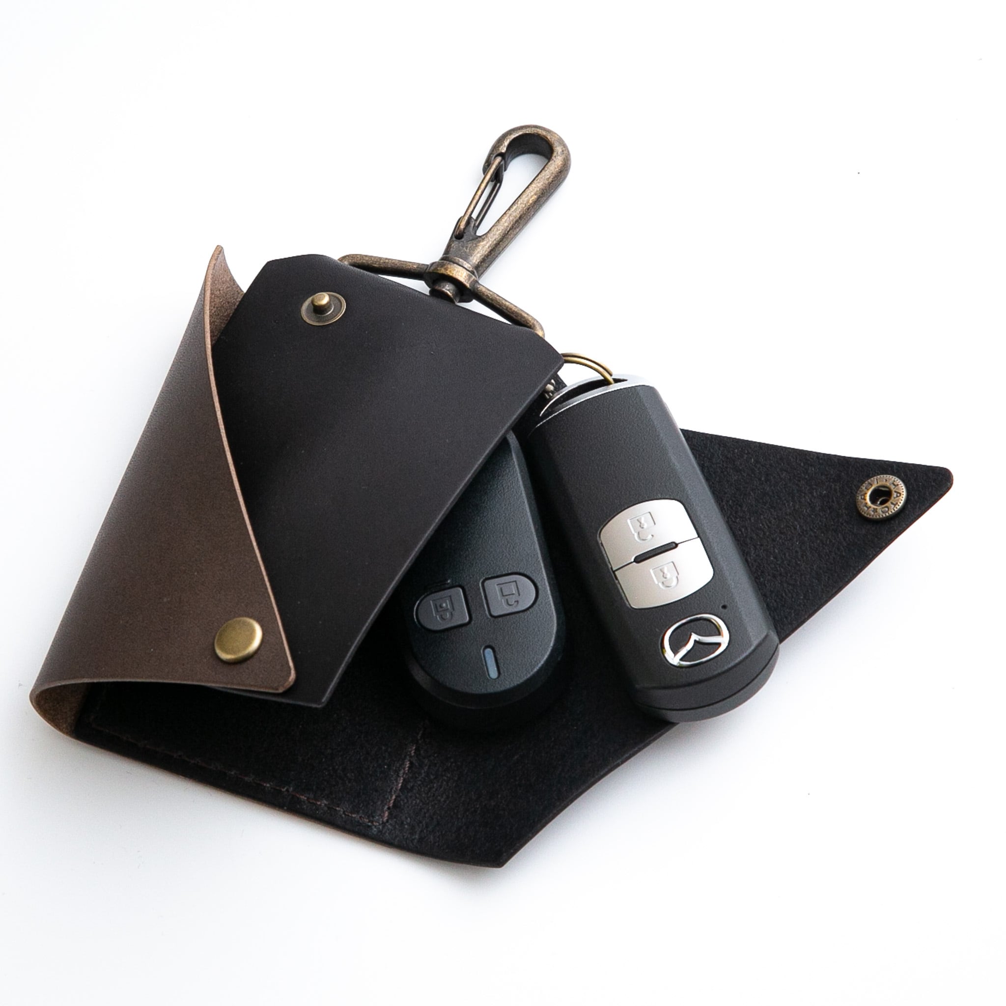 スマートキー2つ収納》スマートキーケース（ブラック×グレージュ