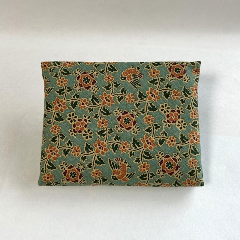 数寄屋袋［更紗］唐草花鳥紋（緑） | 茶道帛紗 大阪有香
