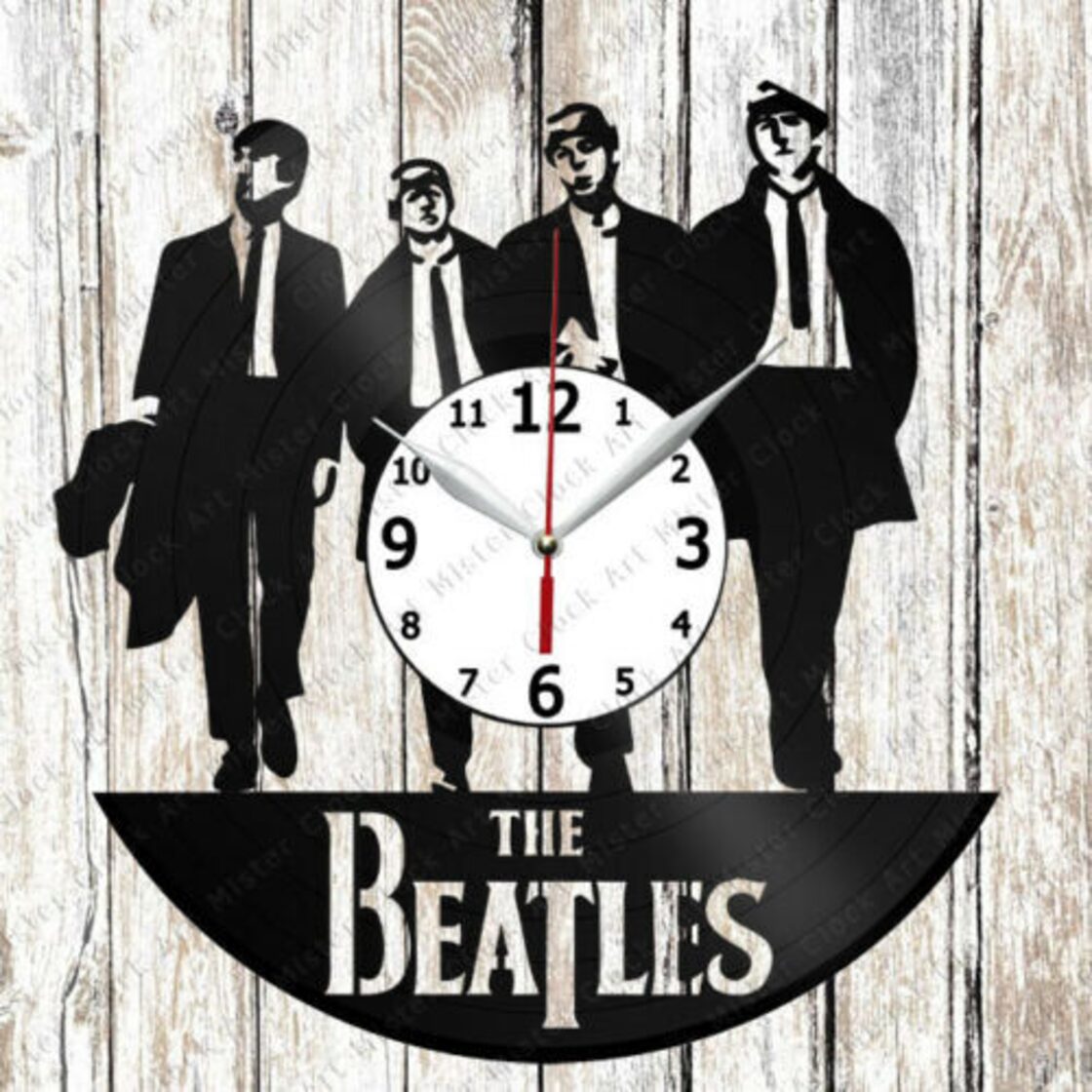 送料無料 30cm レコード盤 壁掛け時計 ビートルズ The Beatles ロック 