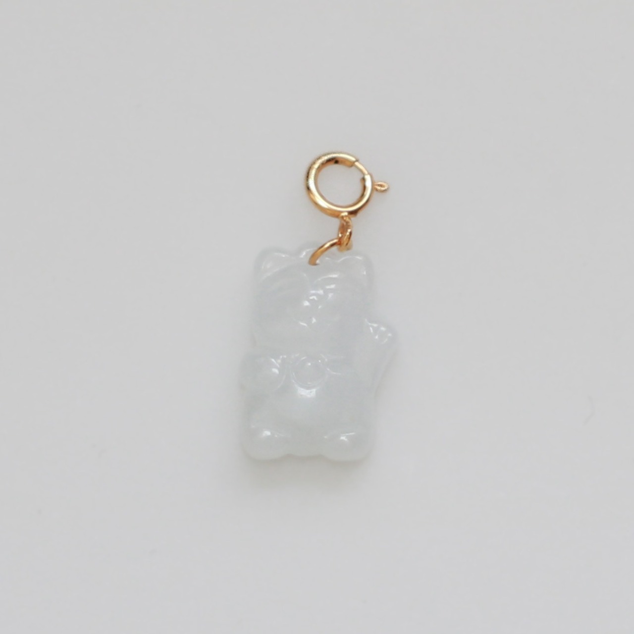 K10YG cat white ペンダントトップ A貨翡翠 jd_pt1317