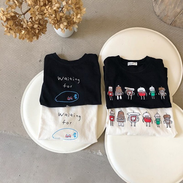 【春作】英字ロボット柄シャツ