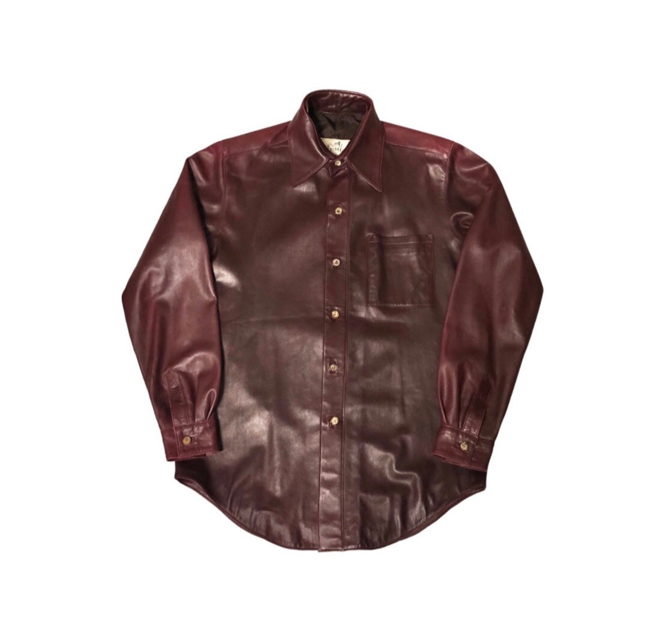 vintage HERMES bordeaux color leather shirt | NOIR ONLINE
