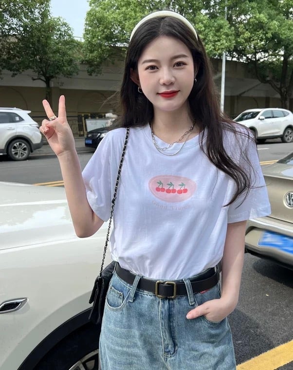 さくらんぼ柄 Tシャツ G10CSH0015 | liberal style. - 韓国