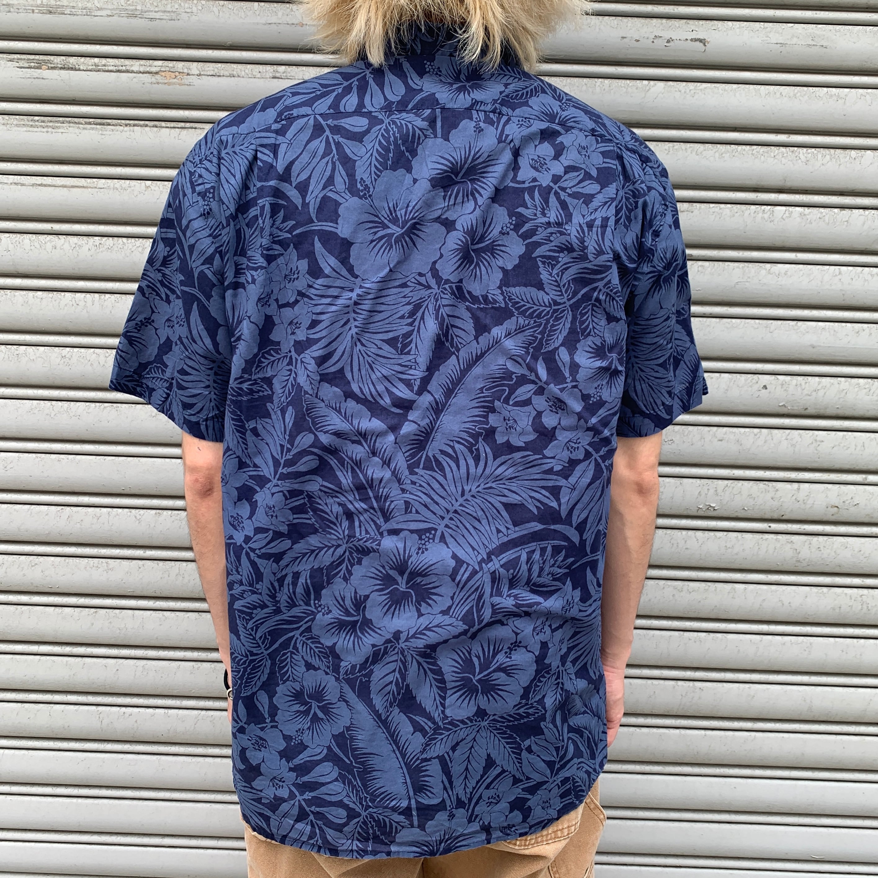 Ralph Lauren アロハシャツ ハイビスカス L 紺 スリムフィット | 古着