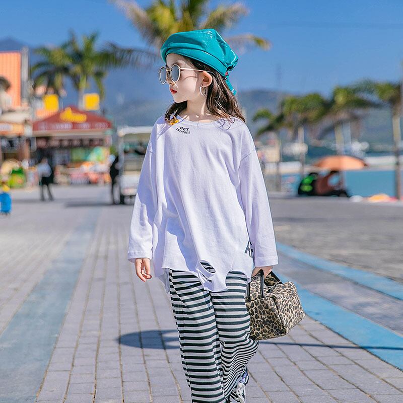 ホワイトシャツ スプリングルーズトップス 長袖スリーブTシャツ ロング 春物 トレンディボーイ71536354076