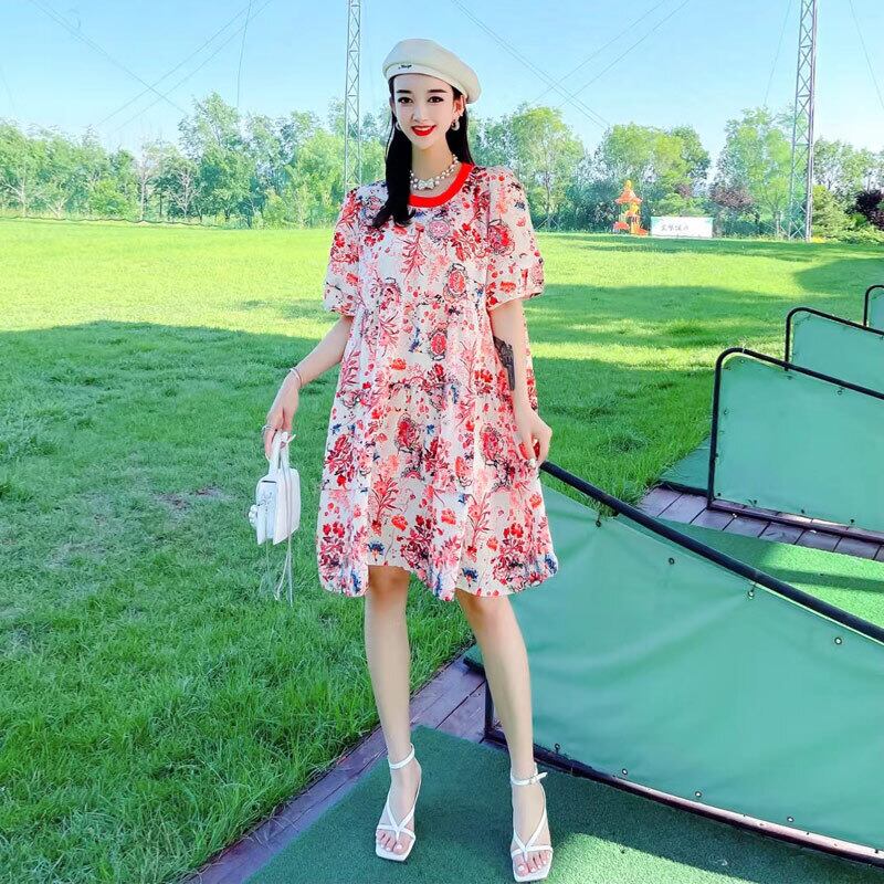 薄手ルーズスタイルフローラルドレス サマー 夏物 花柄 ミックスインファッション57922974384