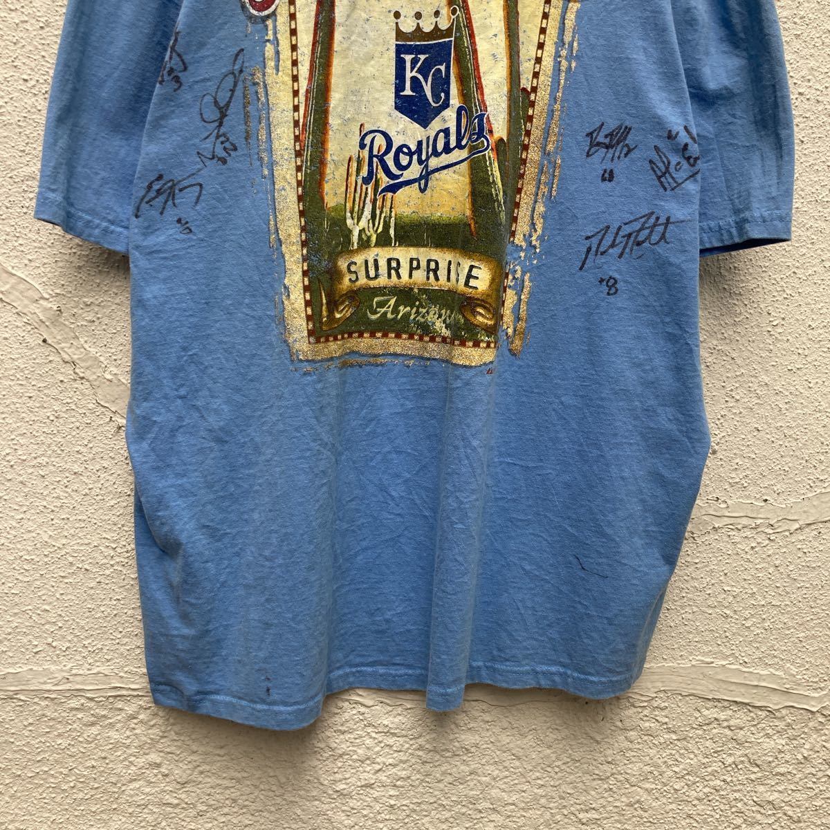 Majestic 半袖 プリント Tシャツ 2XL ブルー MLB スプリング
