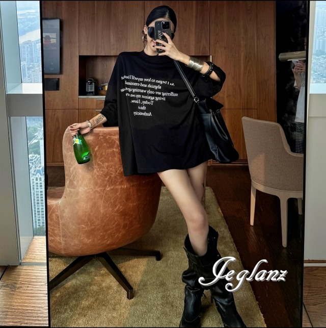 レタリング ロゴ ブラック Tシャツ オーバーサイズ ユニセックス ♪ （MC666）β