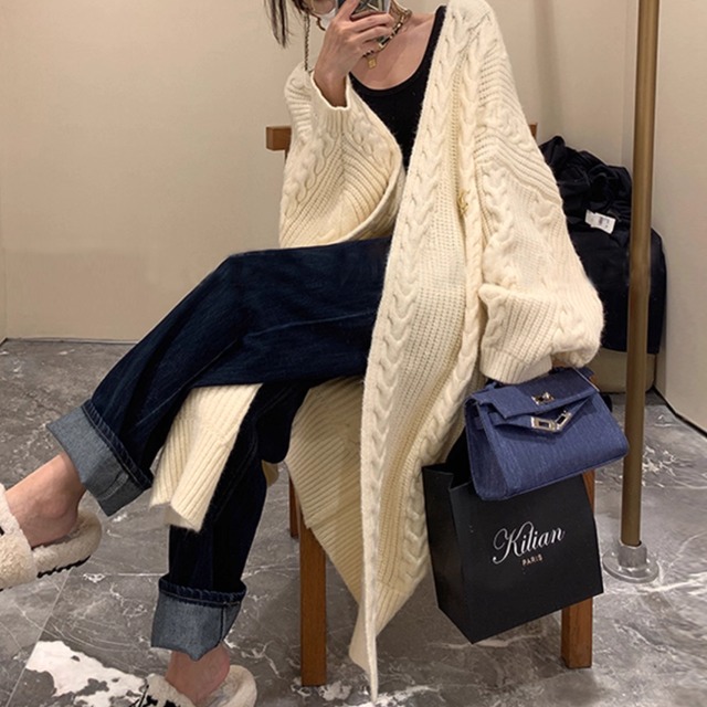 Lazy Cable Knit Cardigan(SN089)