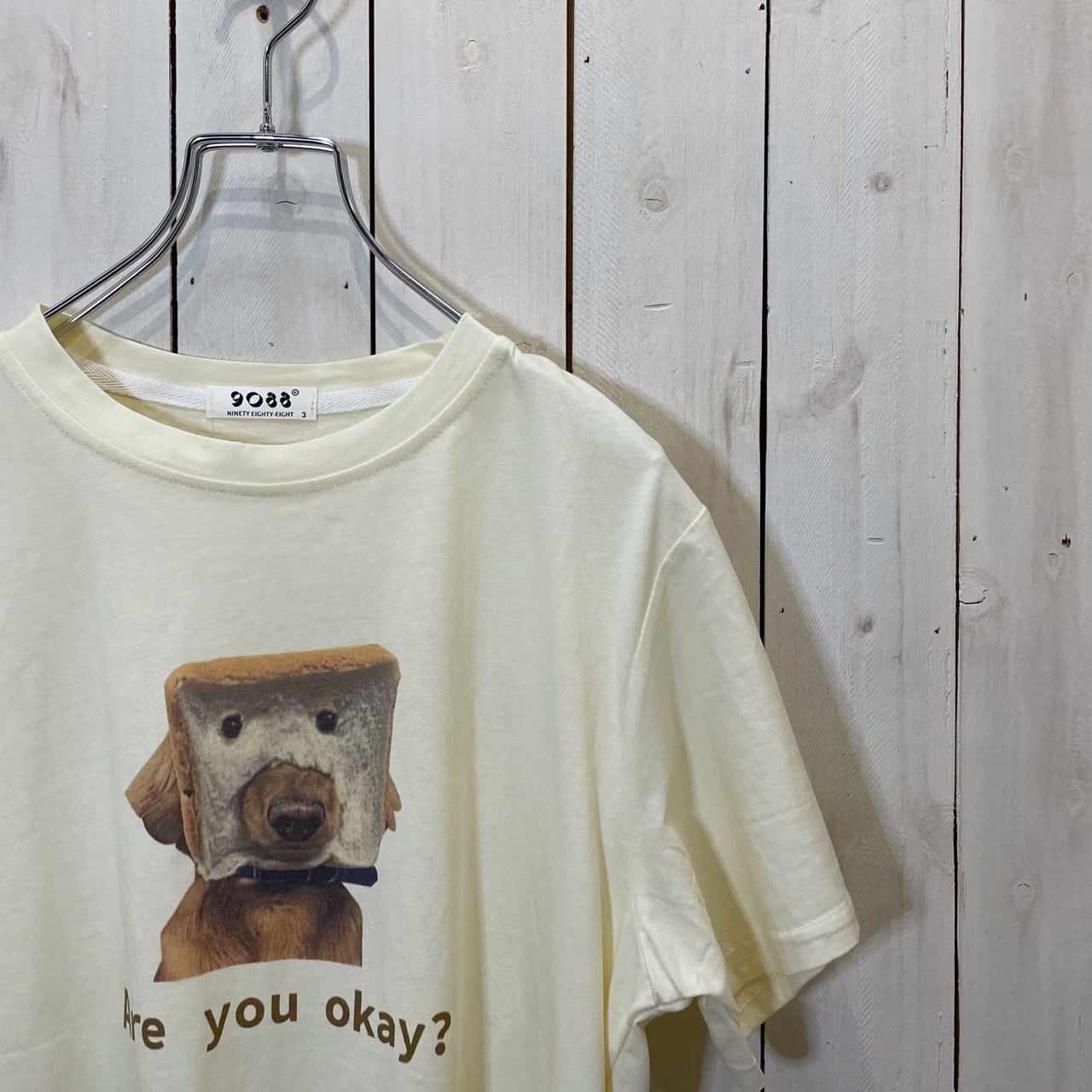 38012040-7】Are you okay? Bread dog Print Oversize T-shirt / パン