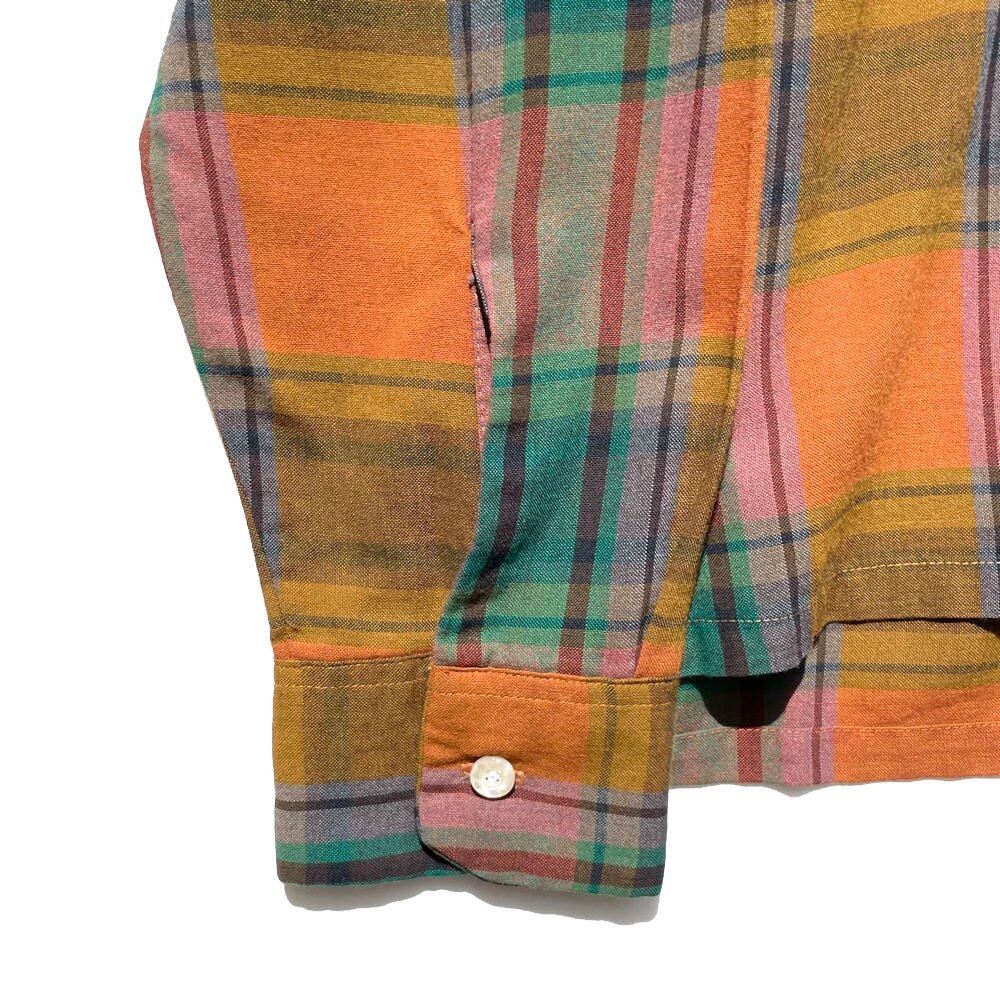 BRENT] Vintage Ombre Check Open Collar Rayon Shirt [1960s