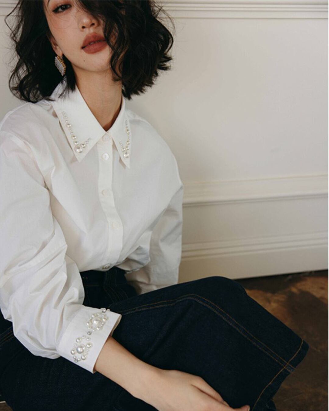 ビジューデザインシャツ A30237