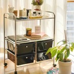 ローリングストレージクラフトカート 引き出し4つ  棚2つ 多機能 収納カート リビング オフィス