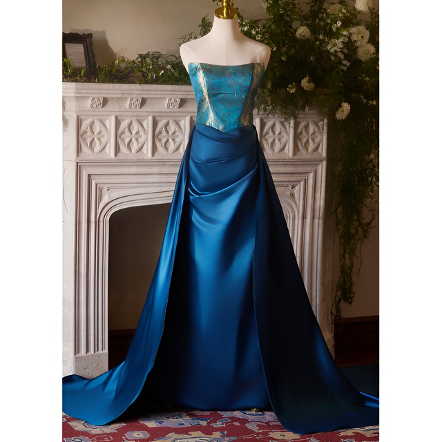 マリンブルーチューブトップドレスHR 1388